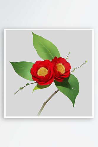 绿叶红花免抠元素素材