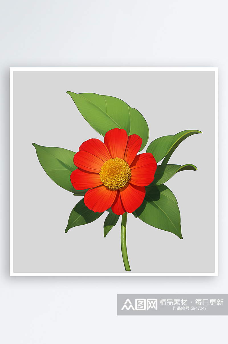 绿叶红花免抠元素素材素材