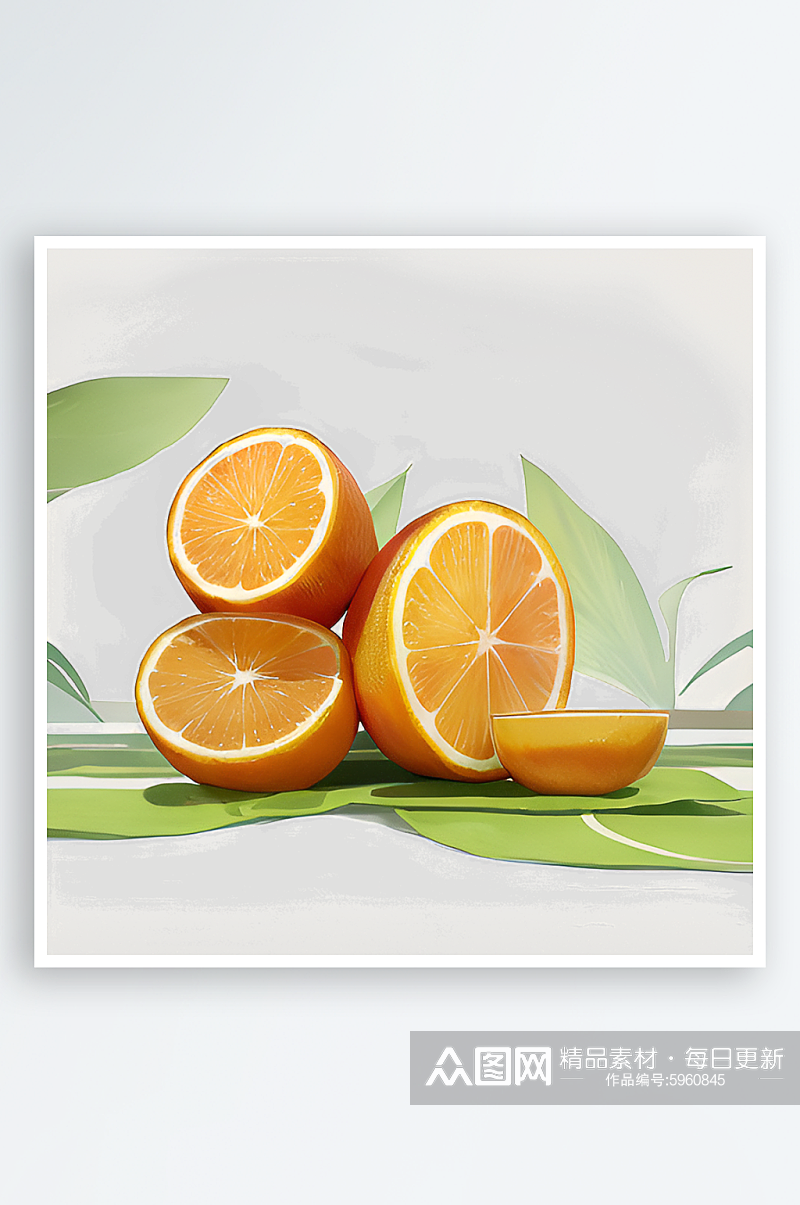 创意新鲜橘子水果植物素材元素素材