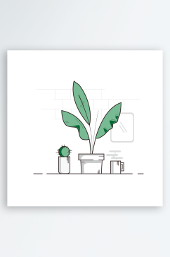 卡通盆栽植物免抠元素