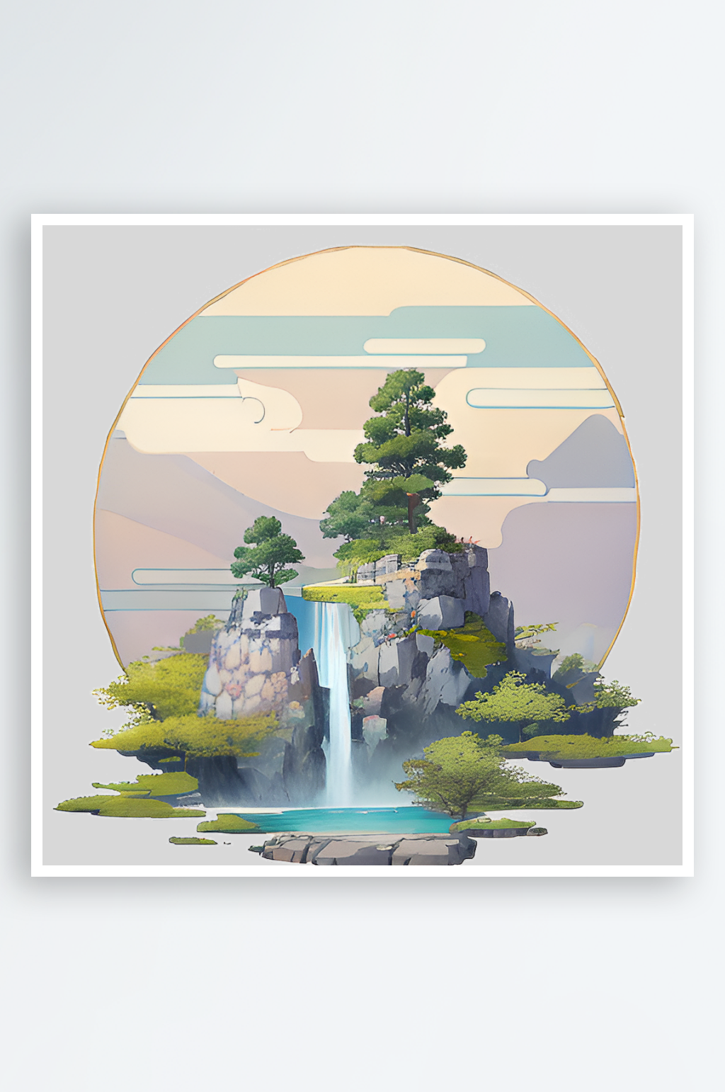 唯美古风山河场景素材素材