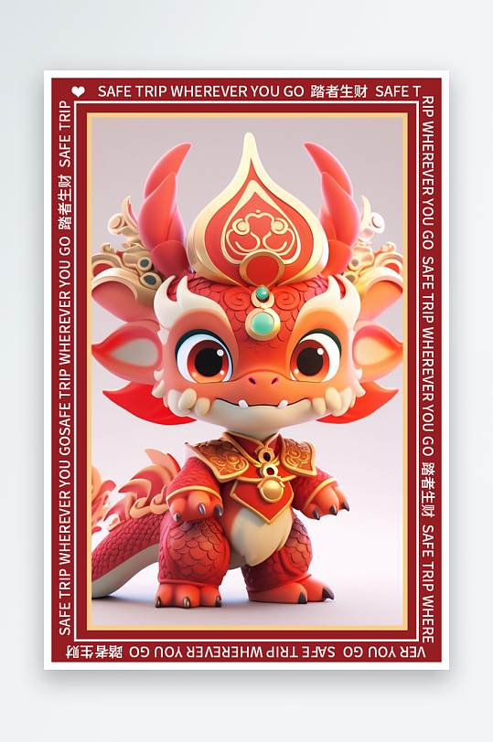 龙年地垫图案卡通龙素材图片-众图网