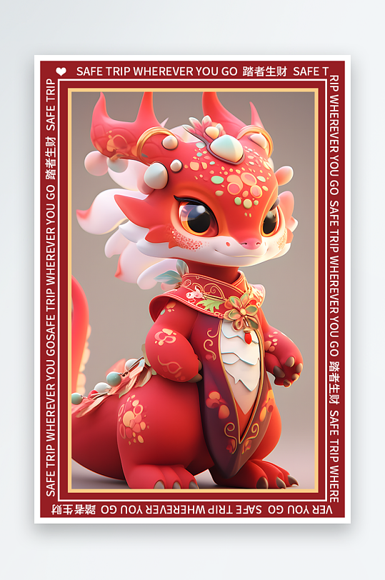 龙年地垫图案卡通龙素材图片-众图网