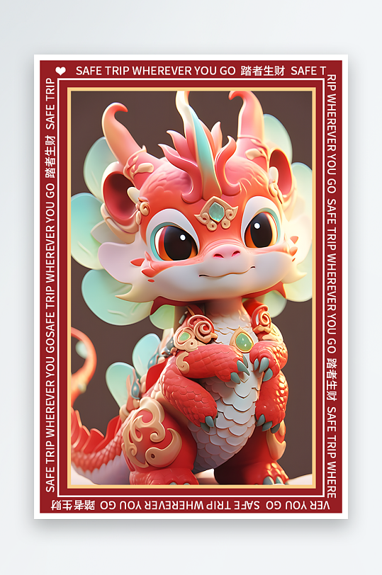 龙年地垫图案卡通龙素材图片-众图网