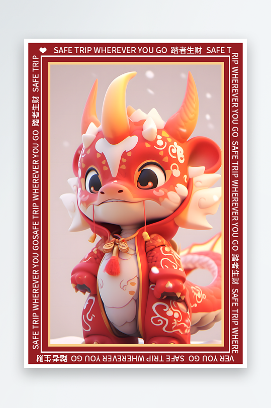 龙年地垫图案卡通龙素材图片-众图网