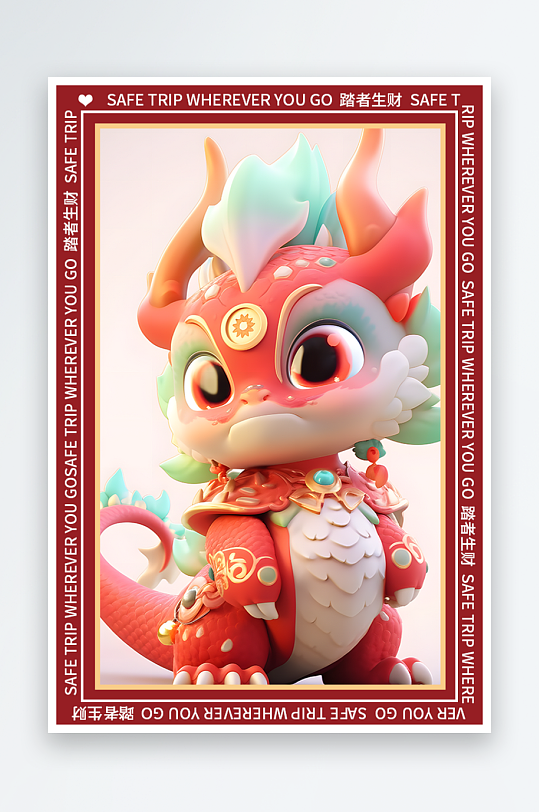 龙年地垫图案卡通龙素材图片-众图网