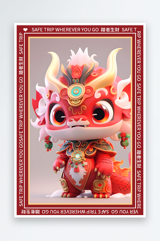 龙年地垫图案卡通龙素材图片-众图网