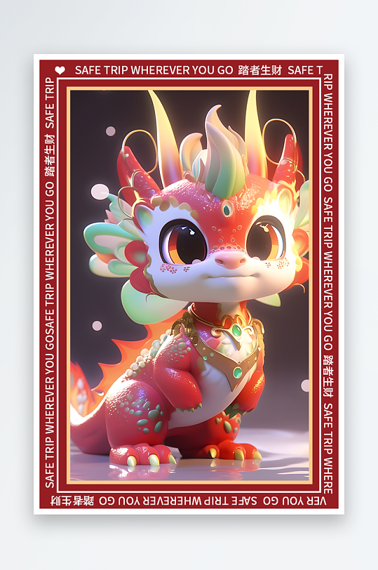 龙年地垫图案卡通龙素材图片-众图网