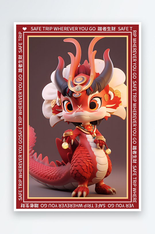 龙年地垫图案卡通龙素材图片-众图网