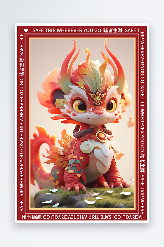 龙年地垫图案卡通龙素材图片-众图网