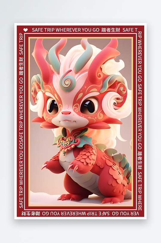 龙年地垫图案卡通龙素材图片-众图网