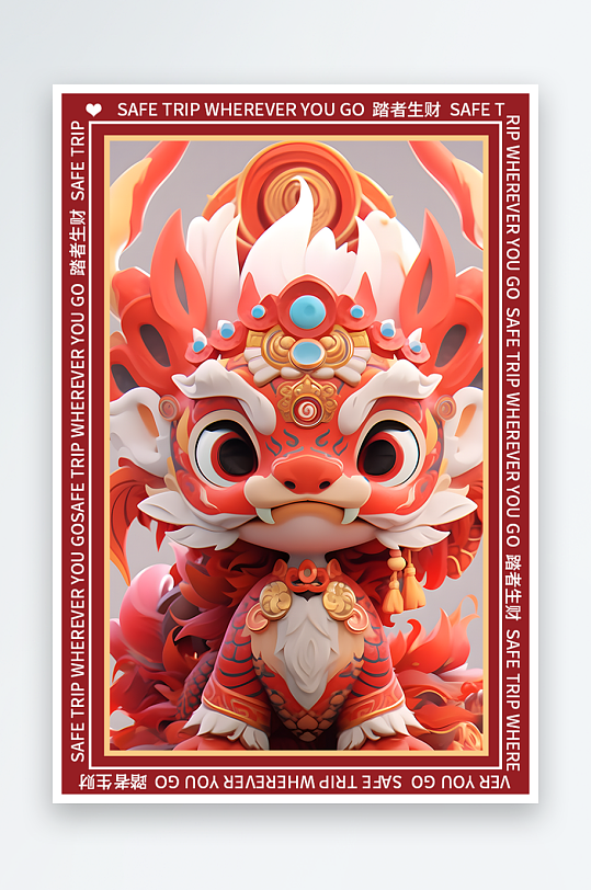 龙年地垫图案卡通龙素材图片-众图网