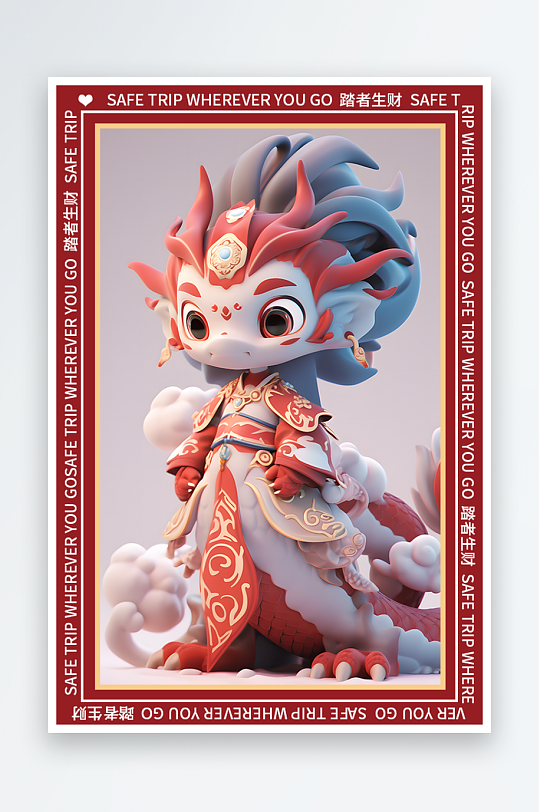 龙年地垫图案卡通龙素材图片-众图网