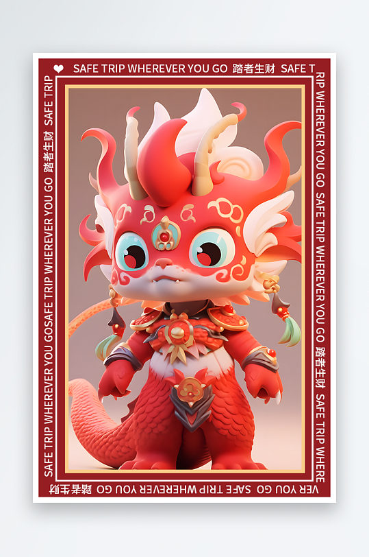 龙年地垫图案卡通龙素材图片-众图网