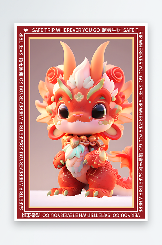 龙年地垫图案卡通龙素材图片-众图网