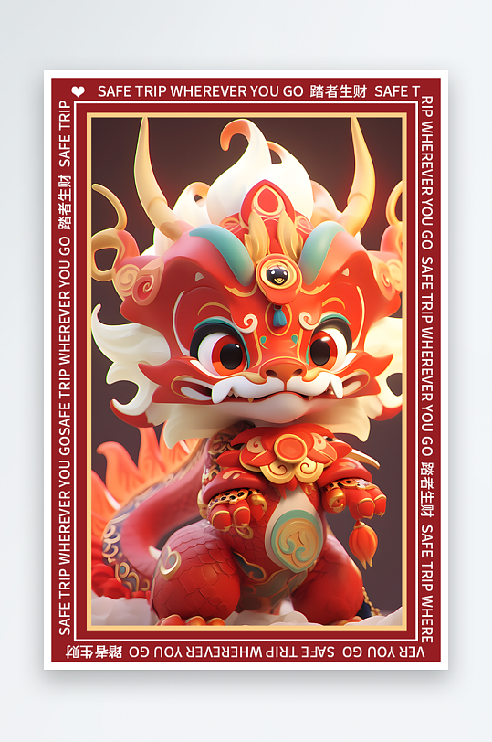 龙年地垫图案卡通龙素材图片-众图网