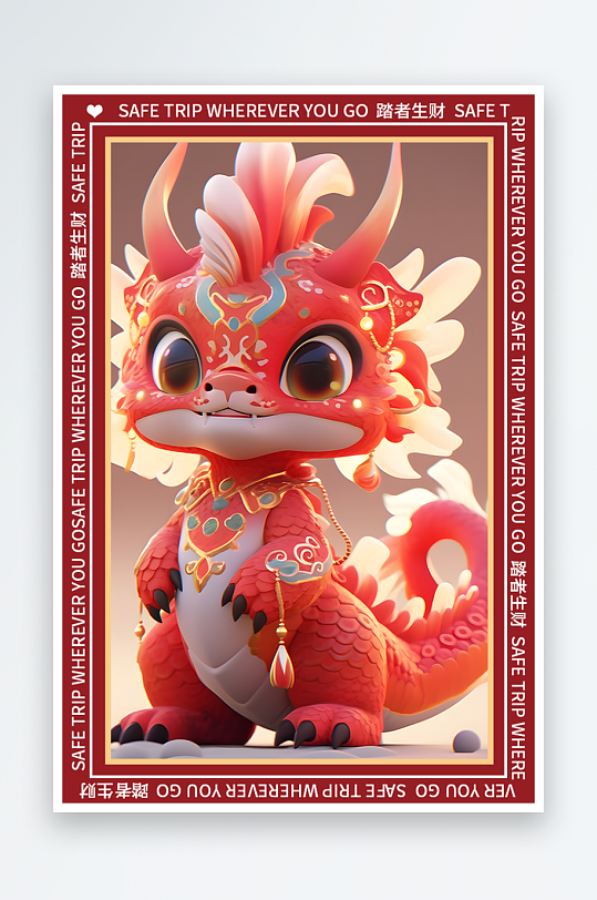 龙年地垫图案卡通龙素材图片-众图网