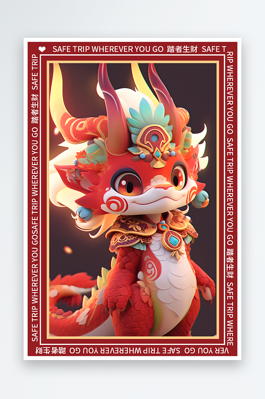 龙年地垫图案卡通龙素材图片-众图网