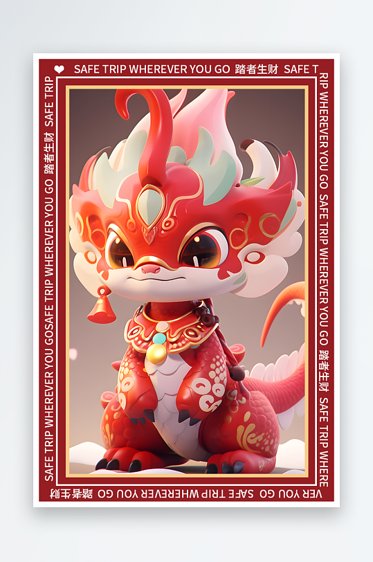 龙年地垫图案卡通龙素材图片-众图网