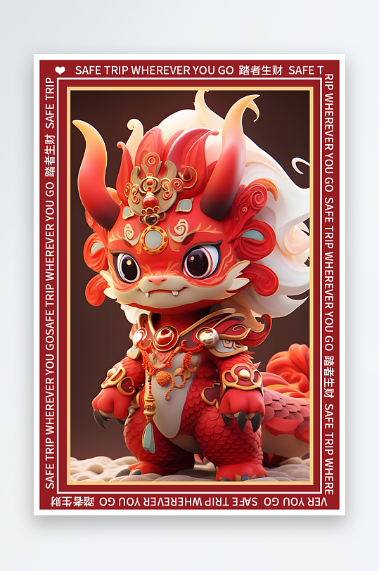 龙年地垫图案卡通龙素材图片-众图网