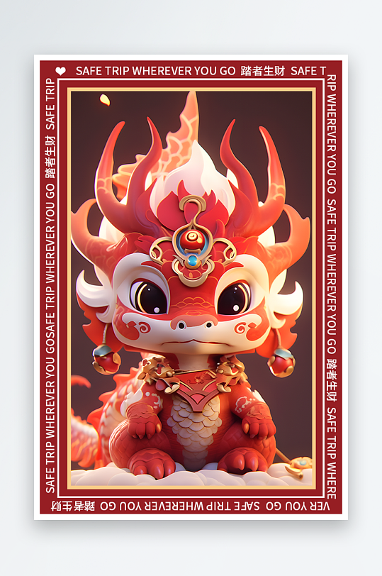 龙年地垫图案卡通龙素材图片-众图网