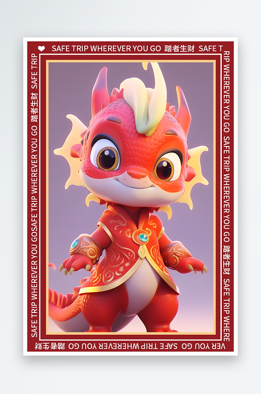 龙年地垫图案卡通龙素材图片-众图网