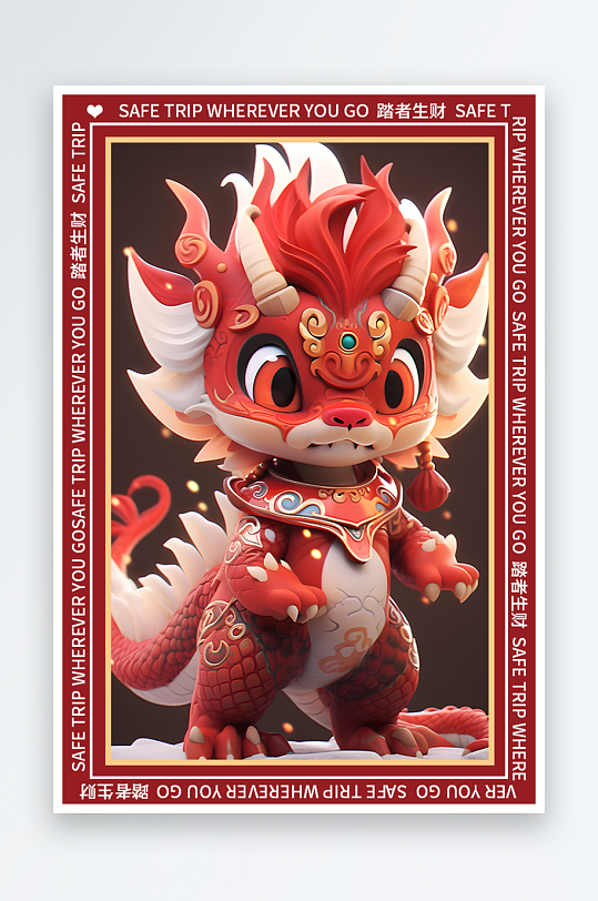 龙年地垫图案卡通龙素材图片-众图网