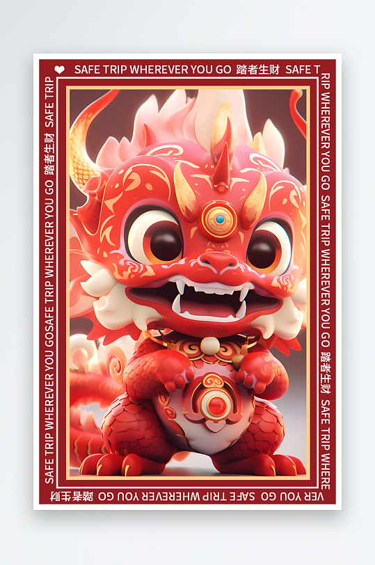 龙年地垫图案卡通龙素材图片-众图网