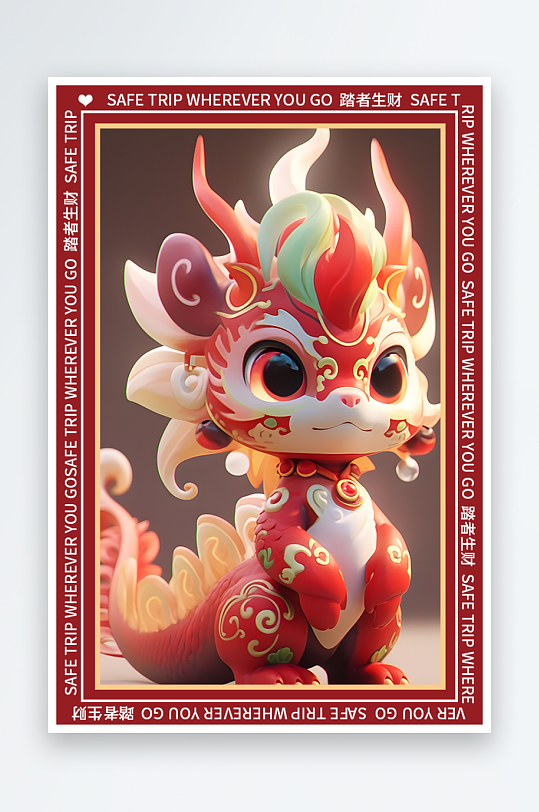 龙年地垫图案卡通龙素材图片-众图网