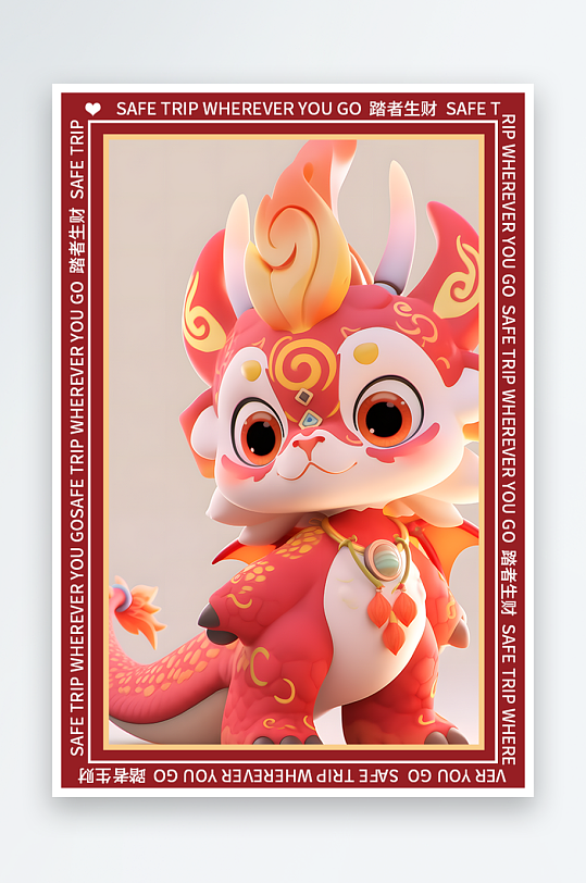 龙年地垫图案卡通龙素材图片-众图网