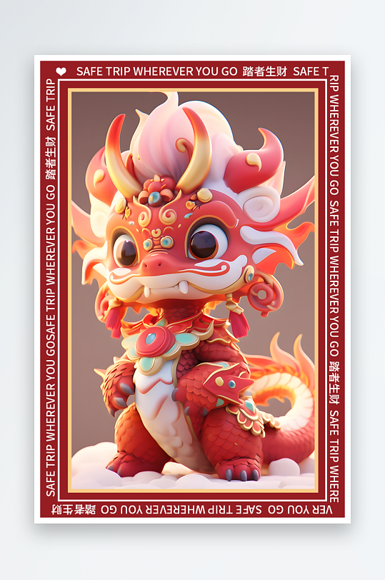 龙年地垫图案卡通龙素材图片-众图网