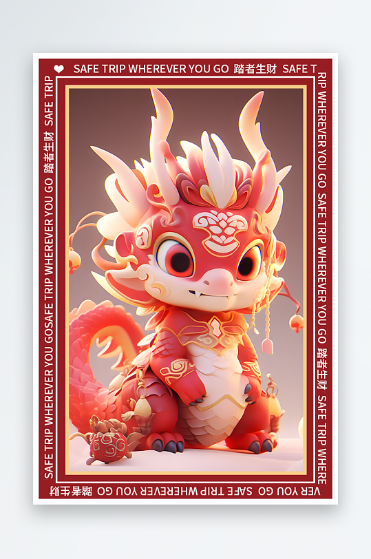 龙年地垫图案卡通龙素材图片-众图网