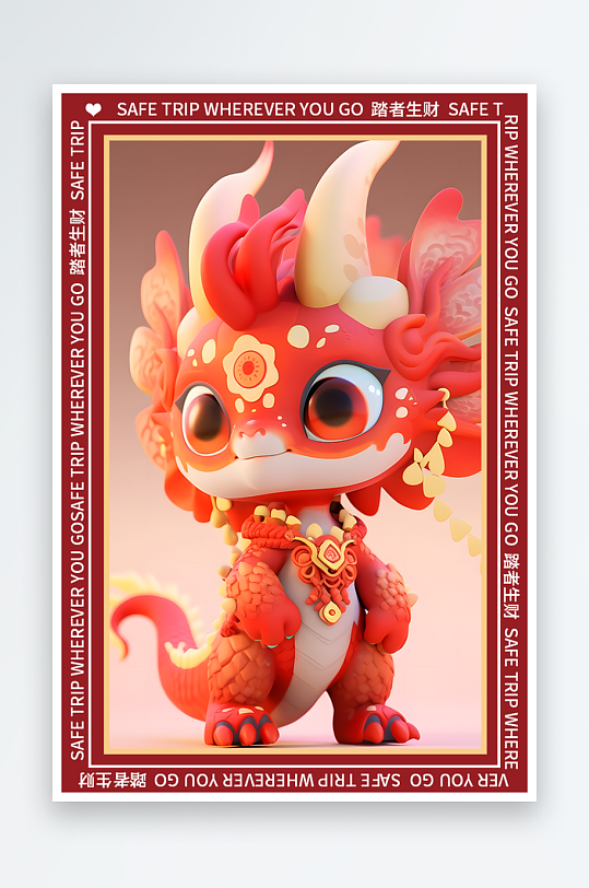 龙年地垫图案卡通龙素材图片-众图网