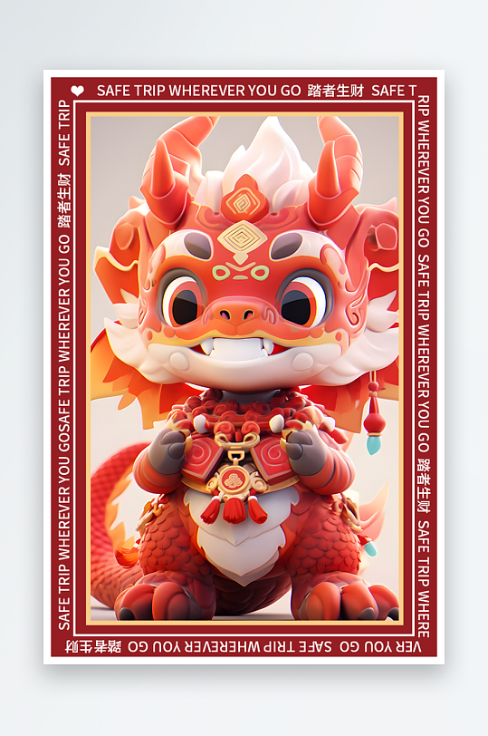 龙年地垫图案卡通龙素材图片-众图网