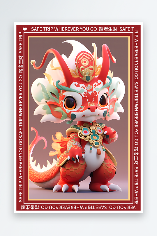 龙年地垫图案卡通龙素材图片-众图网