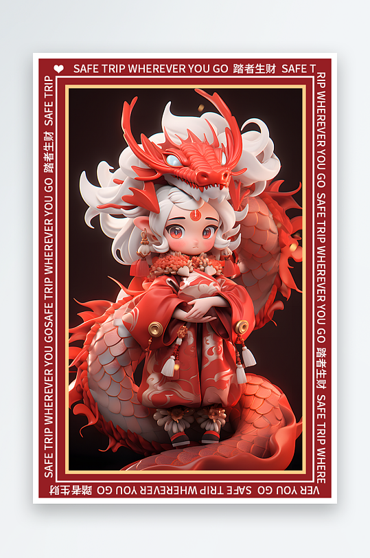 龙年地垫图案卡通龙素材图片-众图网