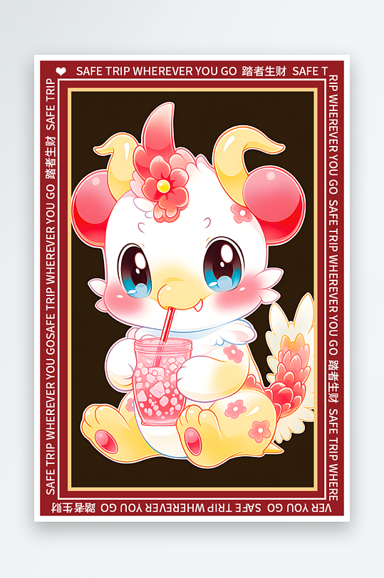 龙年地垫图案卡通龙素材图片-众图网