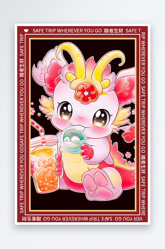 龙年地垫图案卡通龙素材图片-众图网