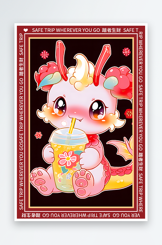 龙年地垫图案卡通龙素材图片-众图网