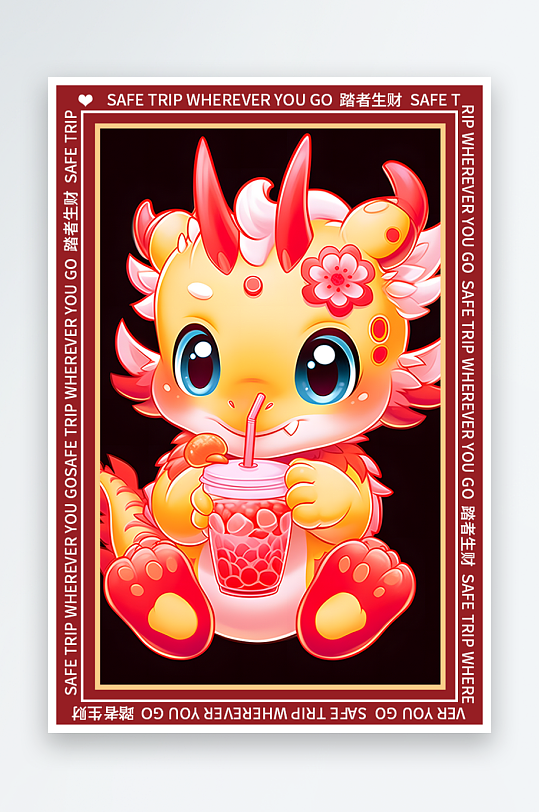 龙年地垫图案卡通龙素材图片-众图网