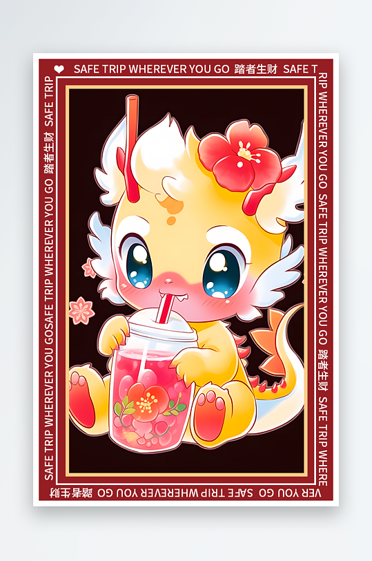 龙年地垫图案卡通龙素材图片-众图网