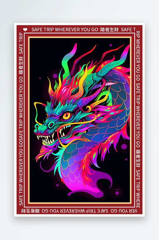 龙年地垫图案卡通龙素材图片-众图网