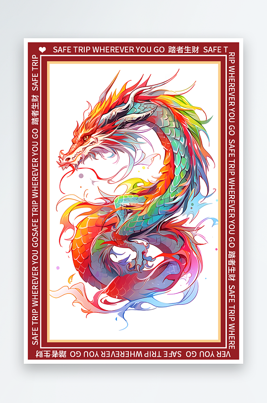 龍年地墊圖案卡通龍素材圖片