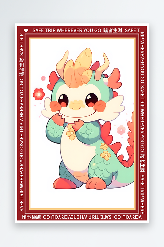 龙年地垫图案卡通龙素材图片-众图网