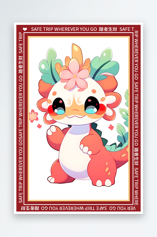 龙年地垫图案卡通龙素材图片-众图网