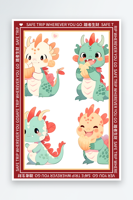 龙年地垫图案卡通龙素材图片-众图网