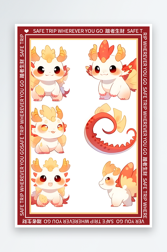 龙年地垫图案卡通龙素材图片-众图网