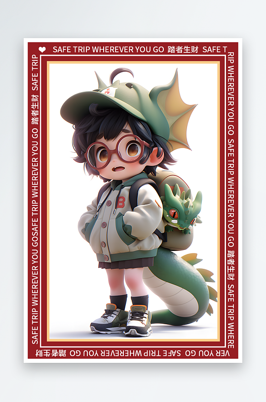 龙年地垫图案卡通龙素材图片-众图网