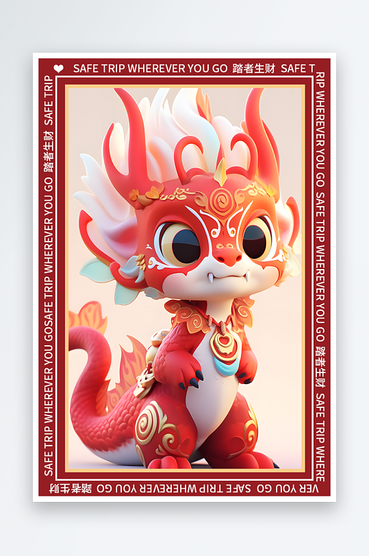 龙年地垫图案卡通龙素材图片-众图网