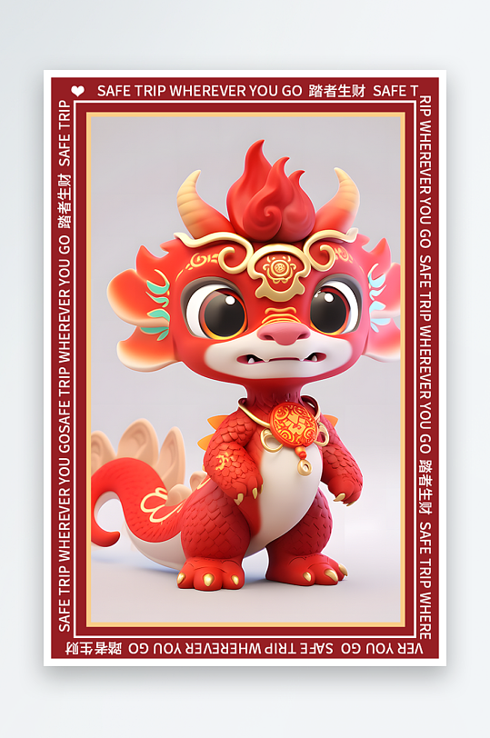 龙年地垫图案卡通龙素材图片-众图网